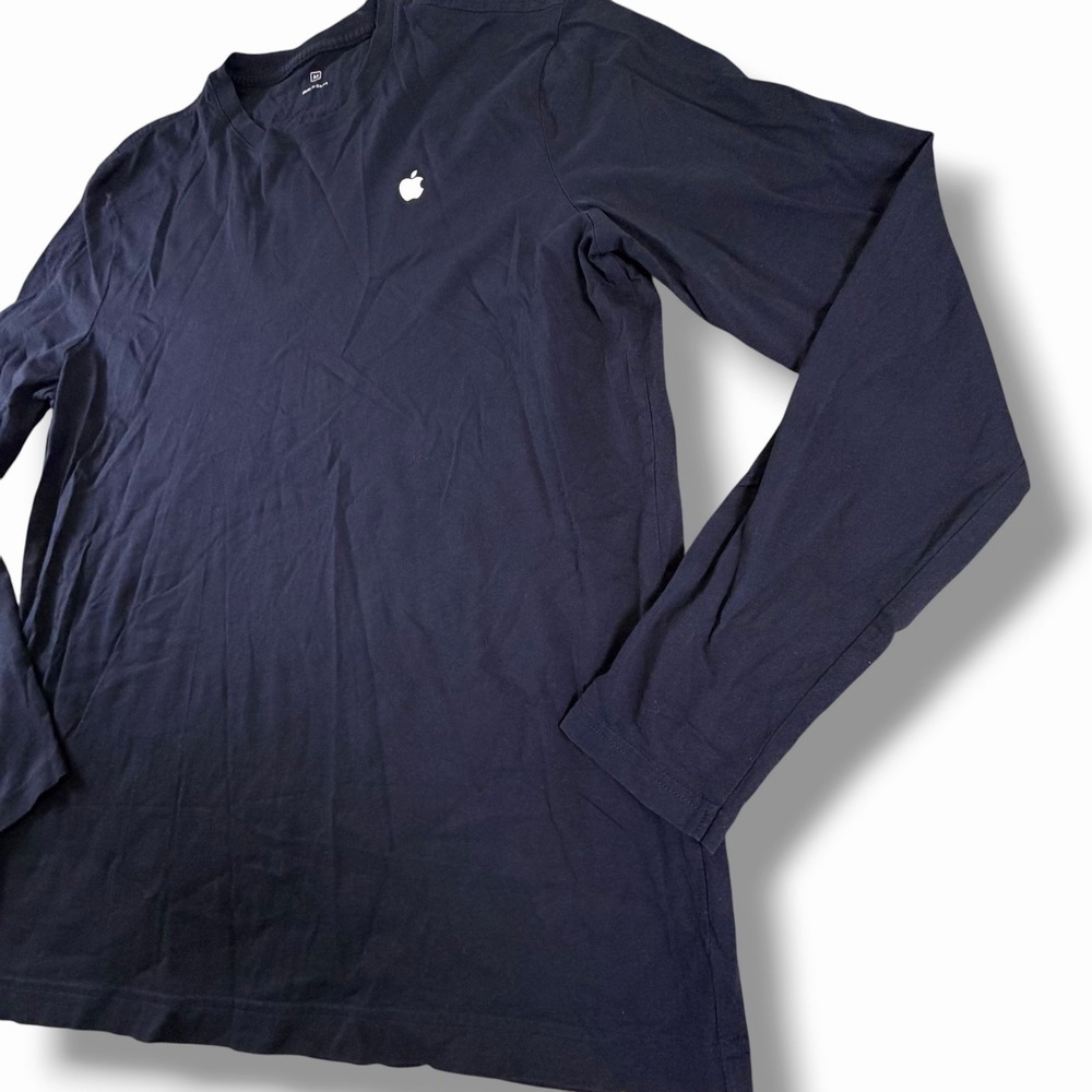 Official Apple Store Employee Logo Unisex T Shirt Long Sleeve Blue Medium M Navy - Picture 6 of 10